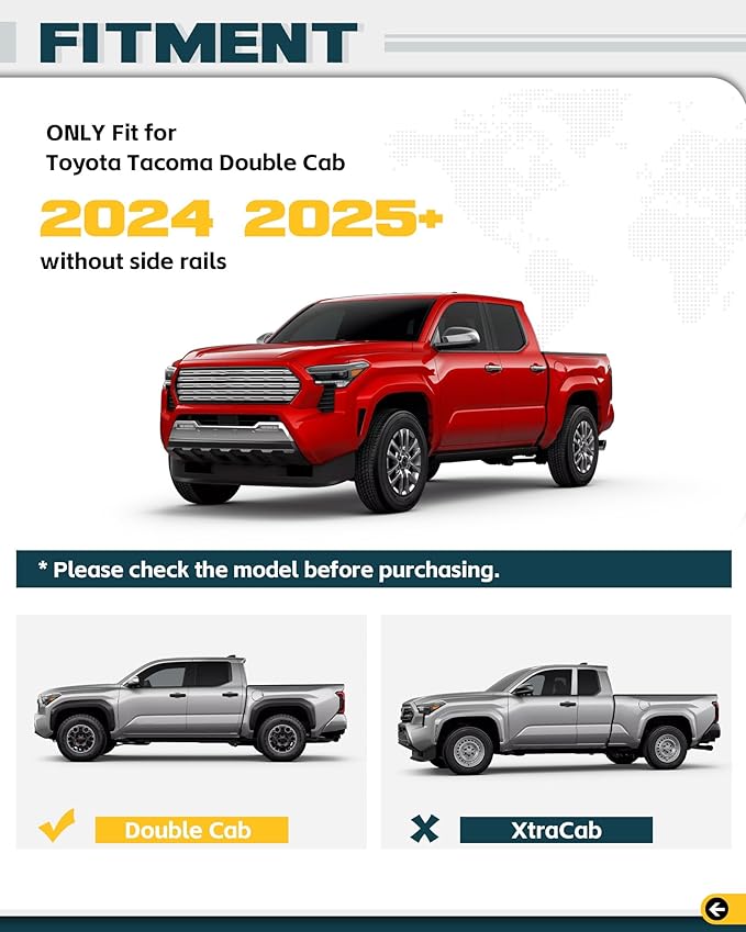 Trumgeta Basic Model Roof Rack Cross Bars Fit for 2024 2025 2026 Toyota Tacoma Double Cab Crossbars Luggage Cargo Carrier for Cargo Bike Kayak Snowboard No Drill Rooftop Accessories