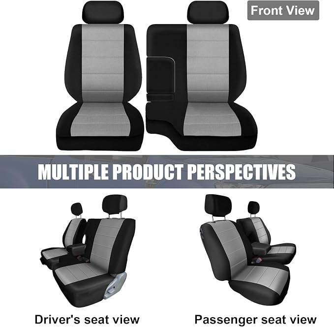 SAPUBK Front Seat Covers Replace for 1995-2000 Toyota Tacoma 60/40 Front Bench with Center Console, Driver and Passenger Knitted Fabric Composite Soft Foam Lining Airmesh Breathable Seat Cover