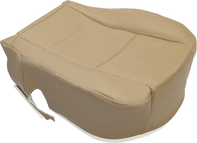 ALMULOO Seat Foam & Seat Bottom Cover Compatible with 2001-2004 Toyota Tundra Driver Side Replacement Seat Foam Cushion Seat Cover White & Tan (2 Packages)