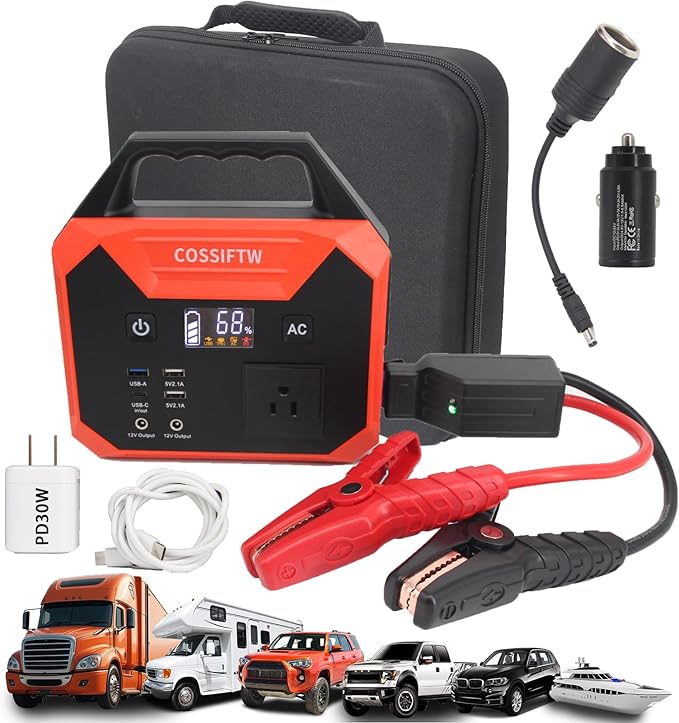 12000A Jump Starter 200W Portable Car Battery Starter with 130Wh Power Bank – PD 60W Two-Way Fast Charging, The Most Multi-Function & Heavy Duty Jump Starter (Apply for All Cars & Trucks)