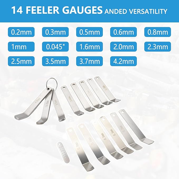 Feeler Gauge Jake Brake Tool Set Compatible with Volve Mack MP7 MP8 MP10 D12 D13 D16 Engines Intake & Exhaust Valve Adjustment Kit (14 PCs) Replaces 88880053 88880052 85111377