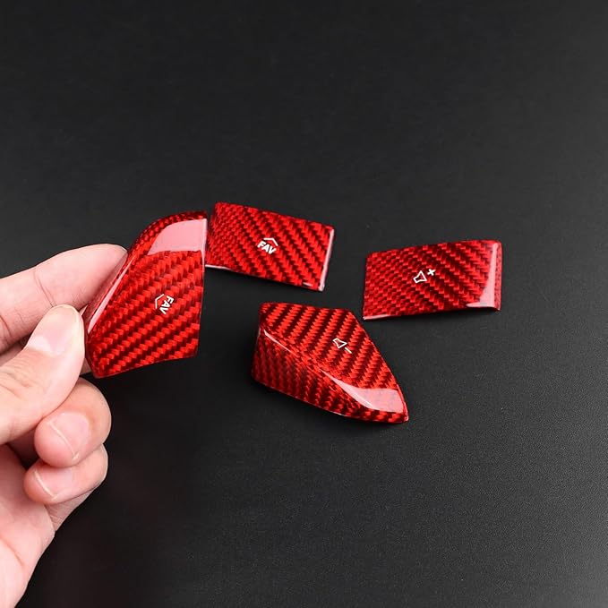 Hard Carbon Fiber, for Corvette C8 2020 2021 2022 2023 Accessories, Steering Wheel Volume Button Cover, 4Pcs Steering Wheel Button Panel Sticker, Decorative Interior Auto Trim