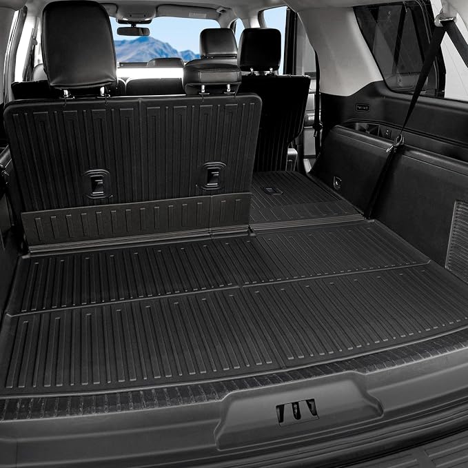 Cargo Mat Backrest Mats for 2018-2024 Ford Expedition Max 7/8 Seats, All Weather TPE Trunk Mat Cargo Liner Accessories (Cargo Mat+3rd Row Backrest Mats)