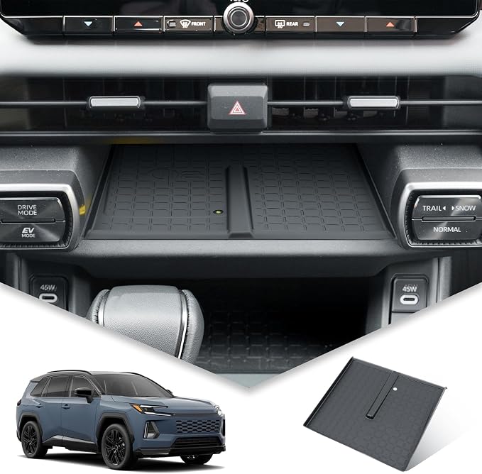 BIBIBO for New 2026 Toyota RAV4 Center Console Organizer 2026 RAV4 Wireless Charging Mat Under Navi Silicone Insert Tray 2026 Toyota RAV4 Accessories