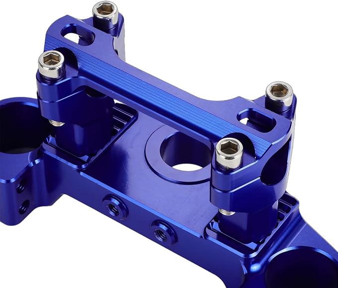 Triple Clamp with Risers Set for TTR 110 TTR110E TTR 110E 2008-2025, CNC Machined Aluminum Alloy | Handlebar Riser | Hard-Anodized | Direct Fit | Easy Installation Blue