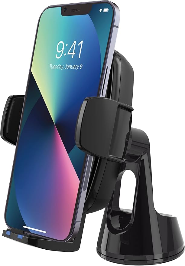 Scosche UQ3WDV-SP Windshield/Dashboard/Vent Qi-Certified 15W Wireless Charging Universal Cell Phone Car Mount, Adjustable Hands-Free Cell Phone Holder with Stick Grip, Black