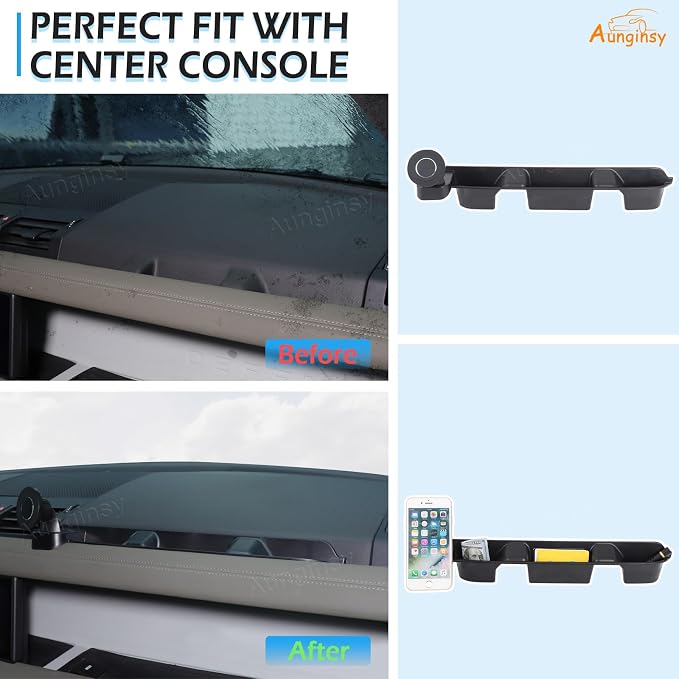 Aunginsy Co-Pilot Dashboard Organizer Tray Compatible with 2020-2026 Land Rover Defender 90/110/130, Center Console Passenger Side Storage Box with Magnetic Phone Holder Insert Groove ABS Accessories