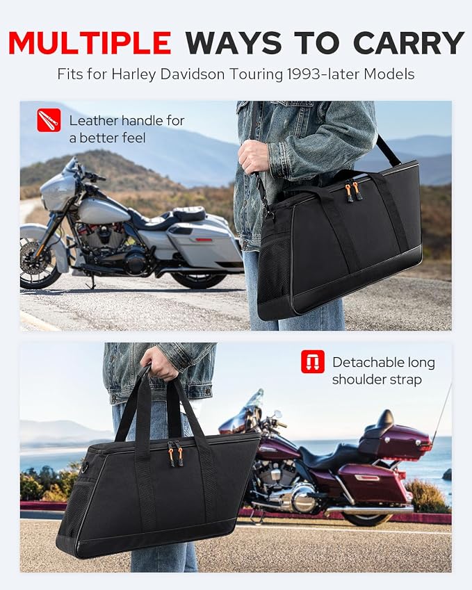 Benlari Saddlebag Cooler Bag, Insulated Saddle Bag Cooler Leakproof PVC 900D Oxford Motorcycle Insert Cooler Fit for Harley Touring Road Glide Street Glide Road King Electra Glide 1993-2025 (2 Bag)