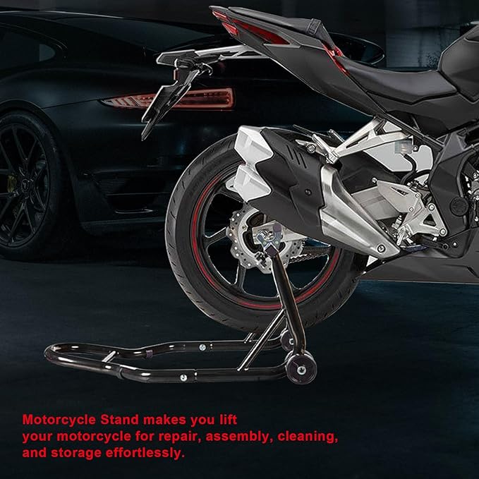 Big RED Motorcycle Stand 500LB, Adjustable Sport Bike Front and Rear Wheel Lift Stands, Fit for Yamaha, Kawasaki, Honda, Suzuki, Black, U+L