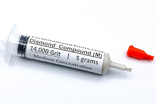 TechDiamondTools Diamond Polishing Compound Kit of 5 Polishing Paste USA Made 5000 8000 14000 50000 100000 Grit for Marble Glass Metal Rock Jewelry Resin Silver with 25% of Diamond Powder