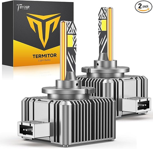 Termitor D1S Bulbs, 6000K Cool White 60000LM High Brightness, IP68 Waterproof Xenon Bulb, 3-Minute Plug and Play, Direct Replacement for 66144 66140 85140 85415, Pack of 2
