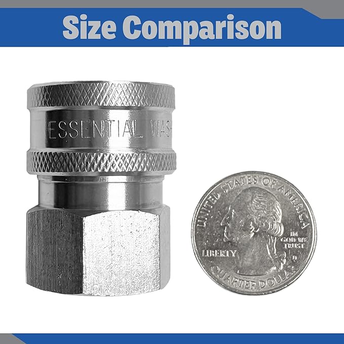 Essential Washer Stainless Steel ⅜” Quick Connect Female NPT | Pressure Washer Quick Connect Fittings | 5000 PSI | Set Of 6