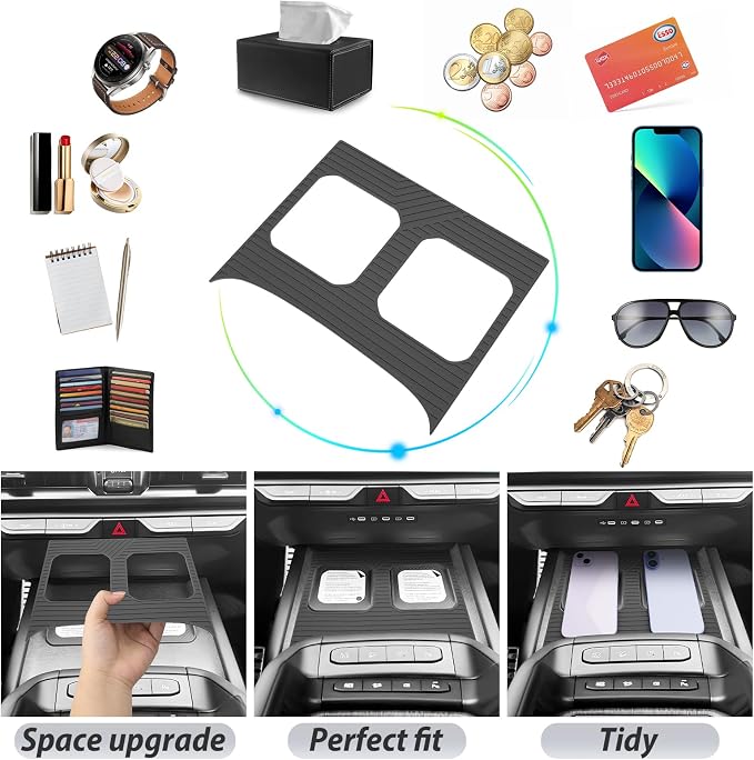 SKTU for 2027 Kia Telluride Wireless Charging Mat 2027+ Telluride Center Console Non-Slip Mat Kia Telluride 2027 Accessories 2027 Telluride Rubber Console Pad-Durable