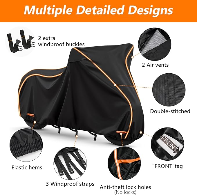 420D Waterproof Motorcycle Cover for Indian Scout 101,Scout Sixty,Rogue,Rogue Sixty,Scout Classic,Windproof Heavy Duty Outdoor Bike Cover