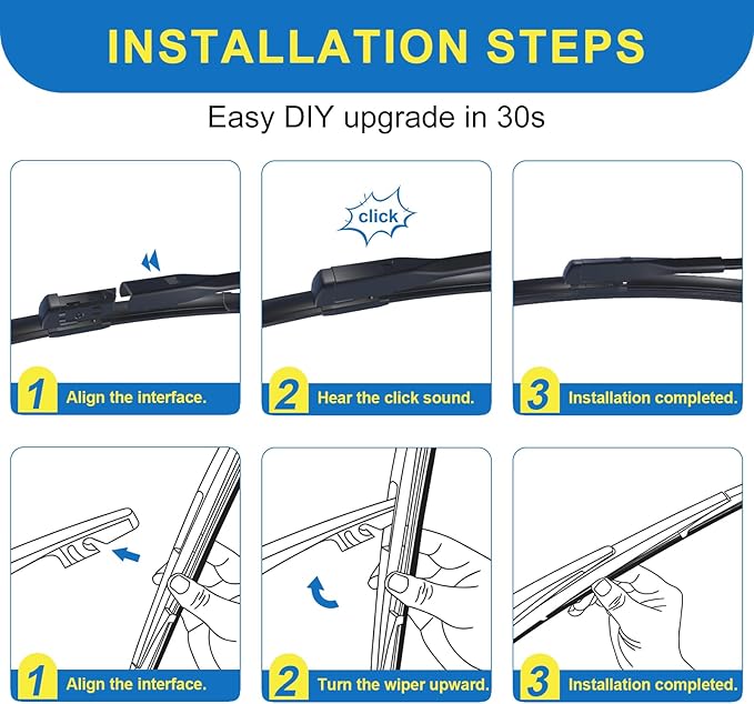 HRSNO® Wiper Blades: 3-Pack Windshield Wipers for Honda HR-V 2023-2025 - All-Season Beam Design-Quiet Streak-Free-Exact Fit Replacement for Honda Cars (26"/17"/12")