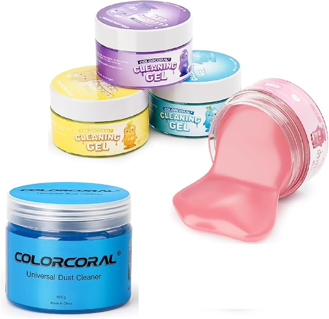 ColorCoral Car Cleaning Gel Reusable 5Pack - Dust Cleaning Putty Keyboard Slime for Car Interior Air Vent Cleaner Gel,560g