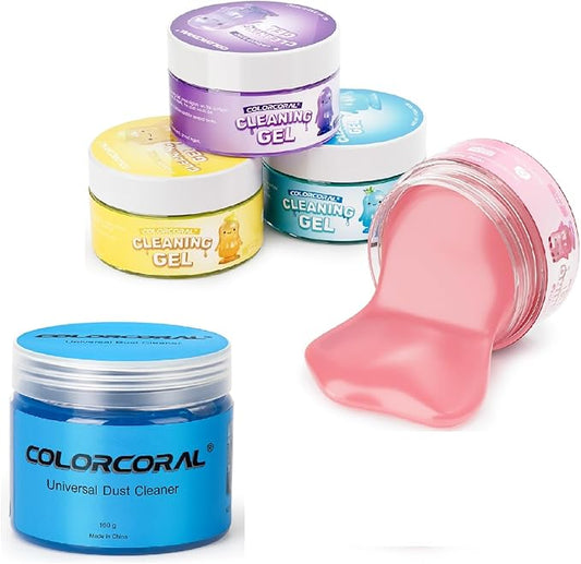 ColorCoral Car Cleaning Gel Reusable 5Pack - Dust Cleaning Putty Keyboard Slime for Car Interior Air Vent Cleaner Gel,560g