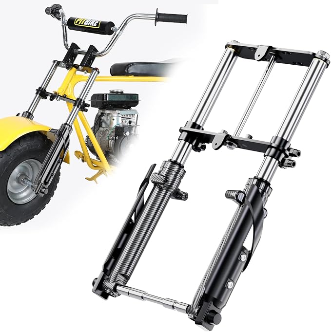 Mini Bike Front Forks Suspension Kit Imitation Carbon Fiber Replacement for Monster Mega Moto MMB80 MMB105 80cc 105cc Coleman CT100U Baja DB30 GMB100 Motovox MBX10 MBX11 Minibike Parts