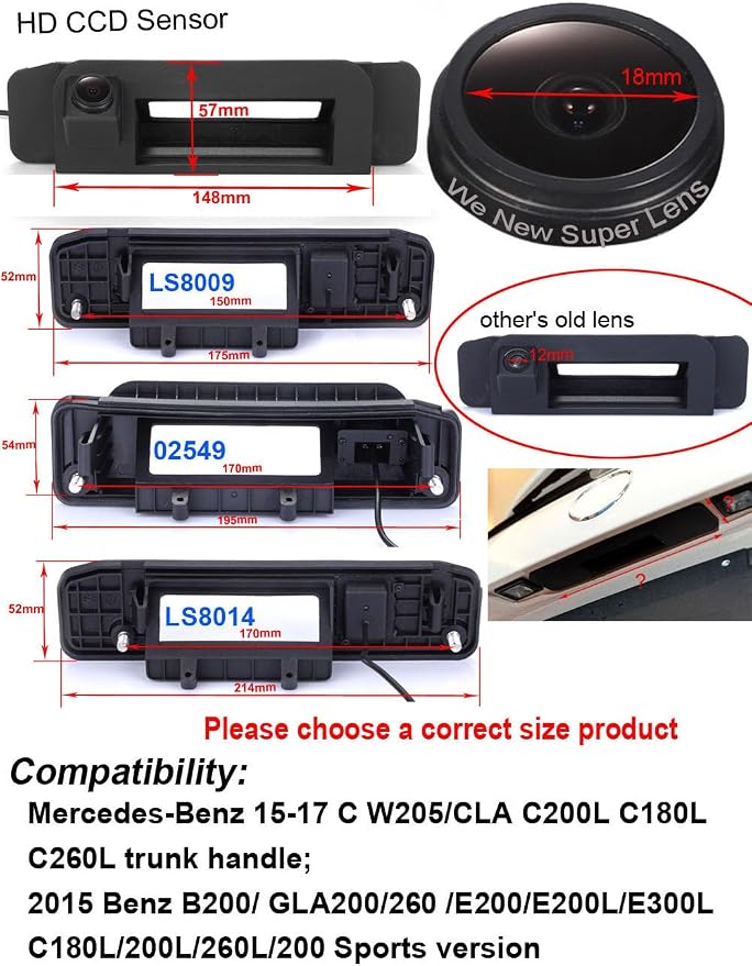 Car backup camera replacement for Mercedes Benz W205 C117 W172 W222 C180 C200 C220 C250 C280 C300 C300D C300E C350 C400 W204 CLA45 180 CLA200 CLA220 CLA250CDI CLA45 E220 E220d E350 E320 E400 E300 E450