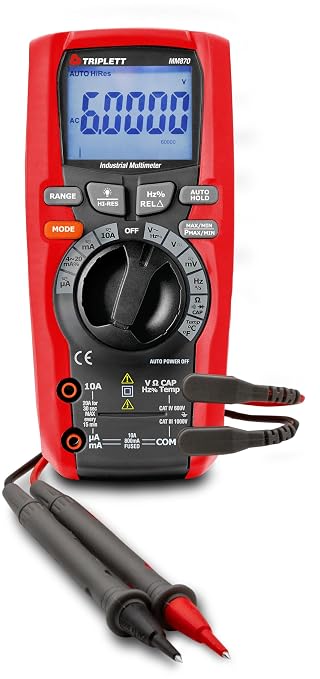 Triplett MM870 True RMS 6000 Count Precision Multimeter with LPF and Certificate of Traceability to NIST - AC/DC Voltage and Current, Resistance, Temperature, Capacitance, Frequency
