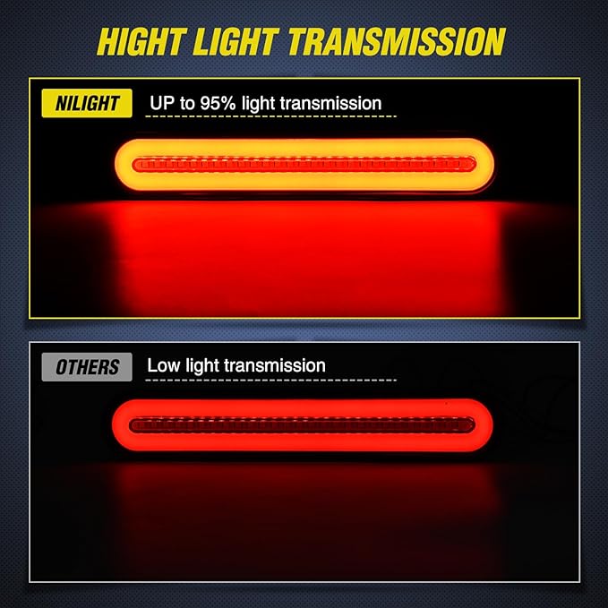 Nilight Trailer Tail Light Bar with 3-in-1 Running Stop Turn Signals Brake Lights 2 Pack 9 Inch 100 LED Red & Amber Sequential Strip for Trailers RV Truck Boat Pickup SUV