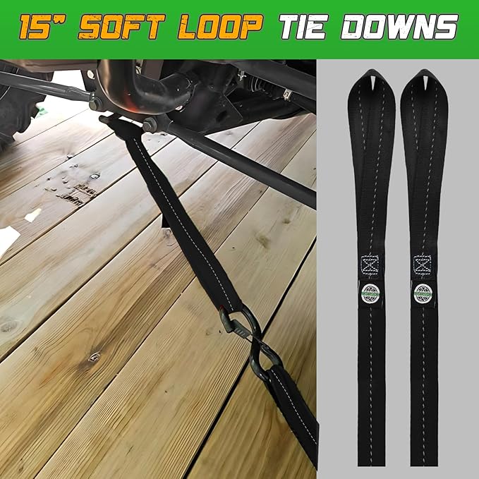STARLEAPARTS Retractable Ratchet Straps(2PK) - 1,500lb Break Strength, Ratchet Straps Heavy Duty with Soft Loop Tie Downs, Perfect Auto Ratchet Strap for Motorcycle, Kayak and Trucks (Black)