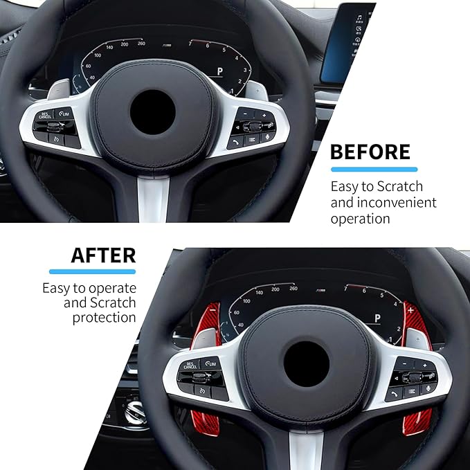 T-carbon Glass Fiber Paddle Shifter Extension Compatible with BMW 3 4 5 6GT 7 8 G10 G12 G30 G38, X3 X4 X5 X6 X7 M5 M8 Z4, Steering Wheel Shift Paddle Extended Shifter Trim Cover, Red