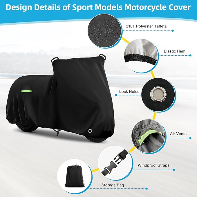 Motorcycle Cover Waterproof for Nightster/Nightster Special/Sportster S/Sporster 883/SuperLow, Heavy Duty Sun UV Rain Dust All Weather Protection Motorbike Cover with Soft Cotton Lining & Lock Hole