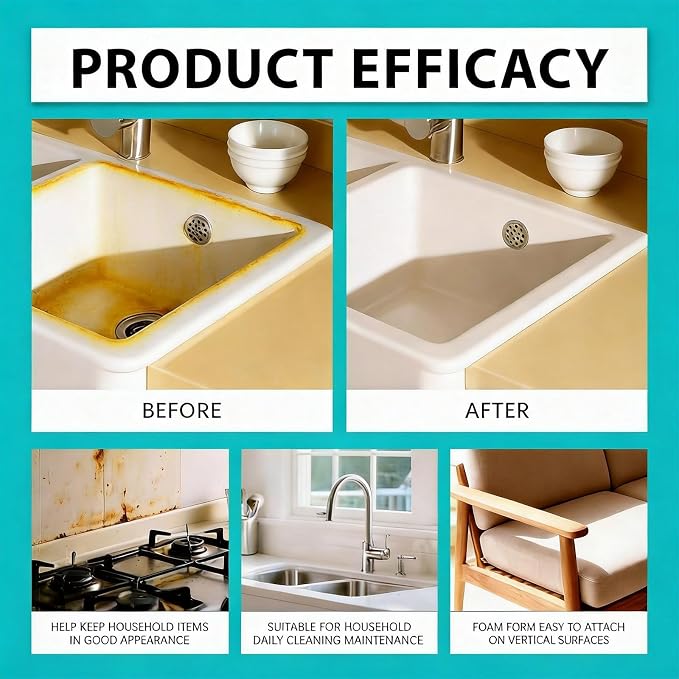 4-in-1 Multi-Enzyme Foam Cleaner,2PCS New Foam No-Rinse Cleaner,All Purpose Cleaning Foam for Car Interior, Home Kitchen, Bathroom,Multi-Surface Stain Remover with Cleaning Sponge & Towel