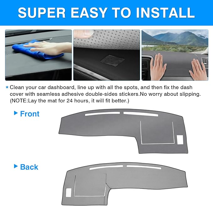Autorder Gray Dashboard Cover Mat for Toyota Tacoma 1998-2004 Accessories Dash Cover Upgrade Polyester Dash Mat Sunshade Glare UV Rays Protector