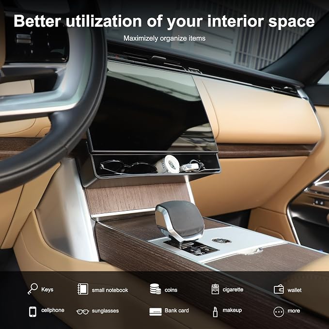 Under Screen Storage Box Compatible with Land Rover Range Rover Vogue L460 2024 2025 Center Console Organizer Under Navigation Screen Storage Box 1PCS