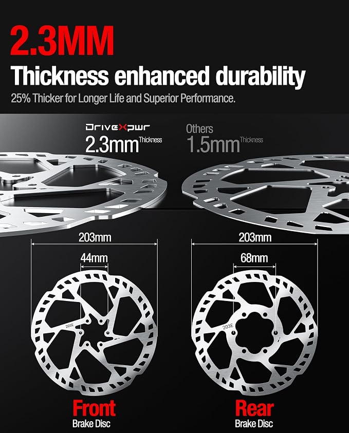 Heavy-Duty 203 mm Thickened Stainless Steel Front & Rear Brake Disc Rotor for Talaria Road Legal TL45, Sting Offroad TL3000 - Enhanced Cooling & Durability