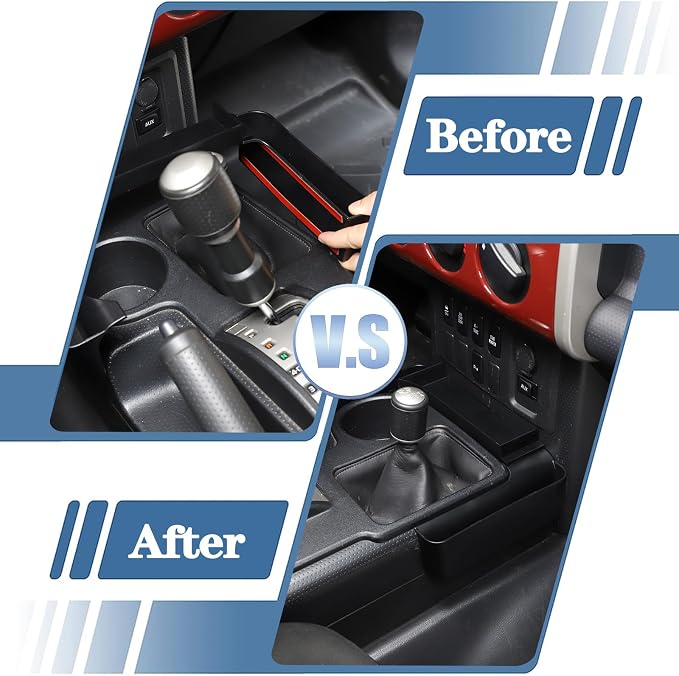 HAPPYHORSE Center Console Shifter Storage Box Compatible with FJ Cruiser 2007-2021, Organizer Gear Side Storage Tray for FJ Accessories, Interior Accessories