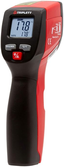Triplett IRT220 Non-Contact 12:1 Infrared Thermometer with Certificate of Calibration to NIST, -4 to 932°F (-20 to 500°C)