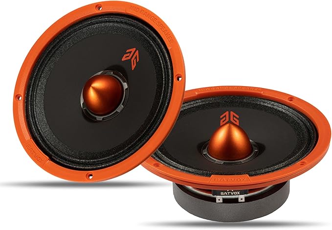 MX65E1 Loudspeaker 6.5 Inch Midrange 400 Watts 6 Ohms Orange Bullet, Premium Quality Audio Door Speakers for Car or Truck Stereo Sound System, Orange (2 Speakers)