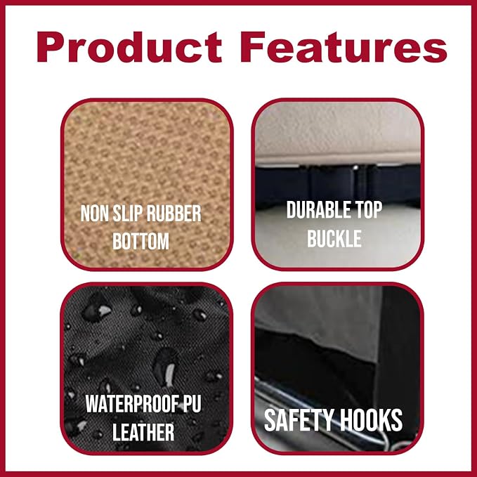 ZONETECH Car Seat Cover Travel Seat Cushion, Universal Classic Black Comfortable Breathable Leather Car Seat Covers 4-Pack
