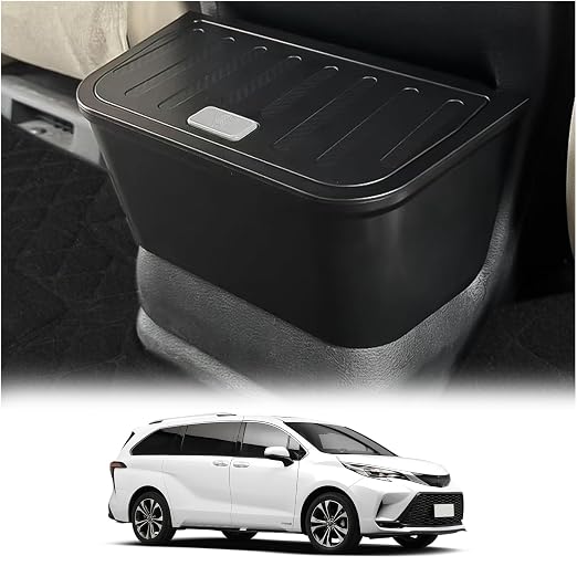 Car Upgraded Trash Can for Toyota Sienna 2024-2025, Trash Bin for Sienna with Lid, Garbage Can, Interior Accessories, Black Color, 1 PC (Trash Can for Sienna 21-25)