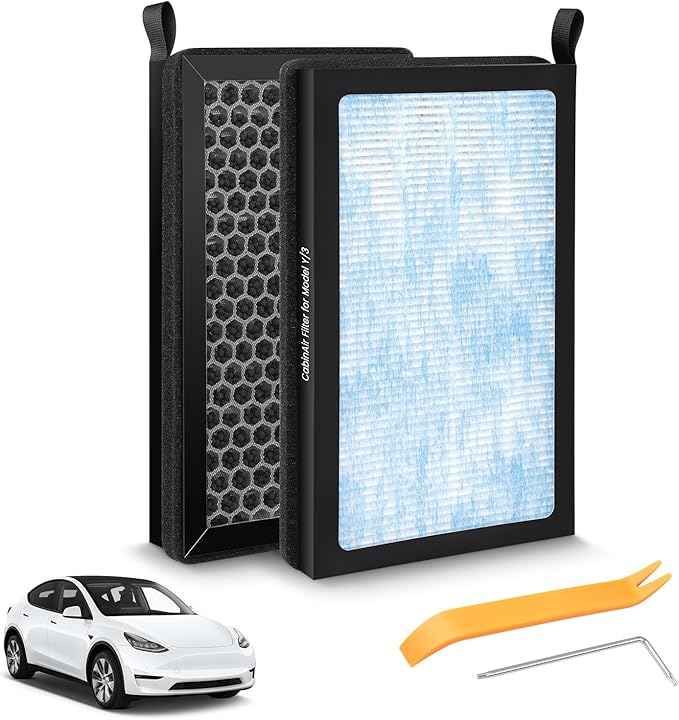 2-Pack HEPA Cabin Air Filter Fits for Tesla Model 3 Model Y 2016-2024 2025 Activated Carbon Cabin Filter Replacement Tesla Car Accessories