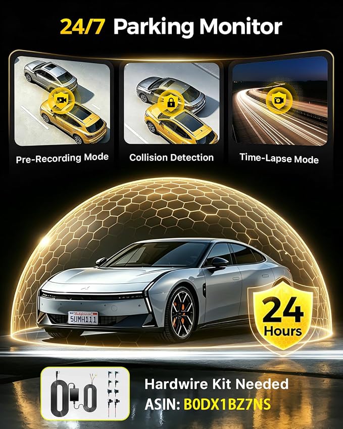 GKU 4K Dual Dash Cam Front and Rear, STARVIS 2 Sensor, 5.8GHz WiFi6 Up to 20MB/s, Voice Control, Dash Camera with GPS, WDR Night Vision, 24H Parking Mode, Loop Recording(No SD Card)
