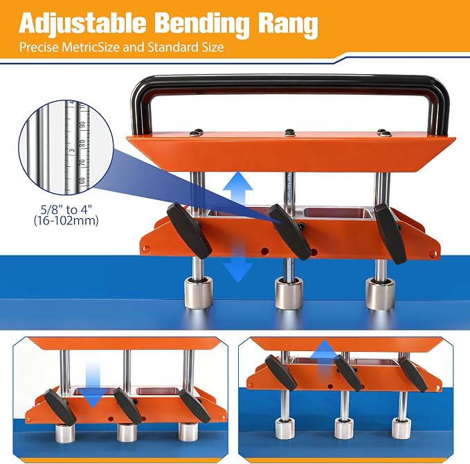 Metal Sheet Rollers,Bending Tools,Dual Station Sheet Roller for 0-90° Bending Range,3 station edge roller for various metal roofing materials ranging from 0.5 to 5 in (13-130 mm)-4Year Warranty