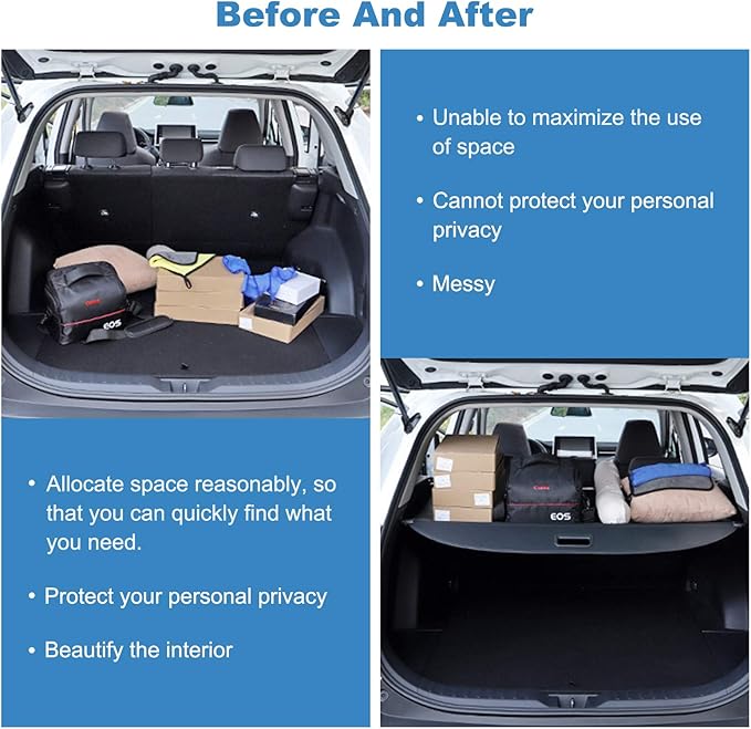 ECCPP Cargo Cover 2018-2024 Fit for Chevrolet for Equinox for GMC Jeep Flexible Retractable Rear Cargo Cover Shade