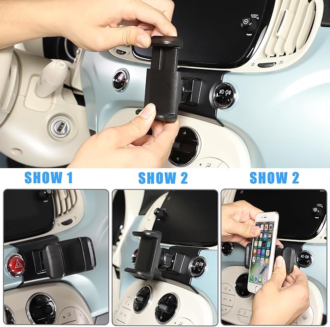 HAPPYHORSE Car Phone Mount Compatible with Fiat 500 2016-2023，Car Center Console Mobile Phone Bracket Phone Holder Phone Mount Mount with Self-Adhesive Base Accessories (Style A)