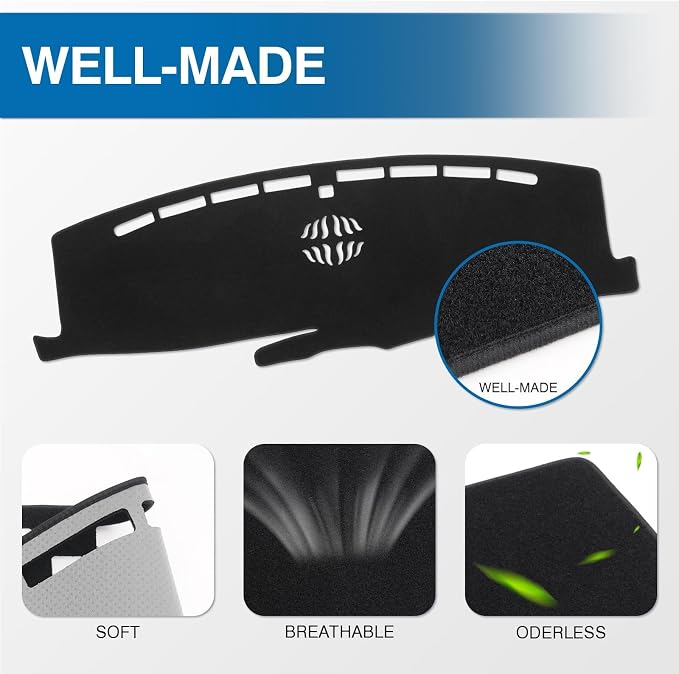 KUST Black Dash Cover for Ford Explorer 2020-2025 2026 (XLT, Limited, ST, Platinum) (2025:Active, ST-Line, ST, Platinum) Dashboard Cover Polyester Non-Slip Car Accessories for Explorer No Glare