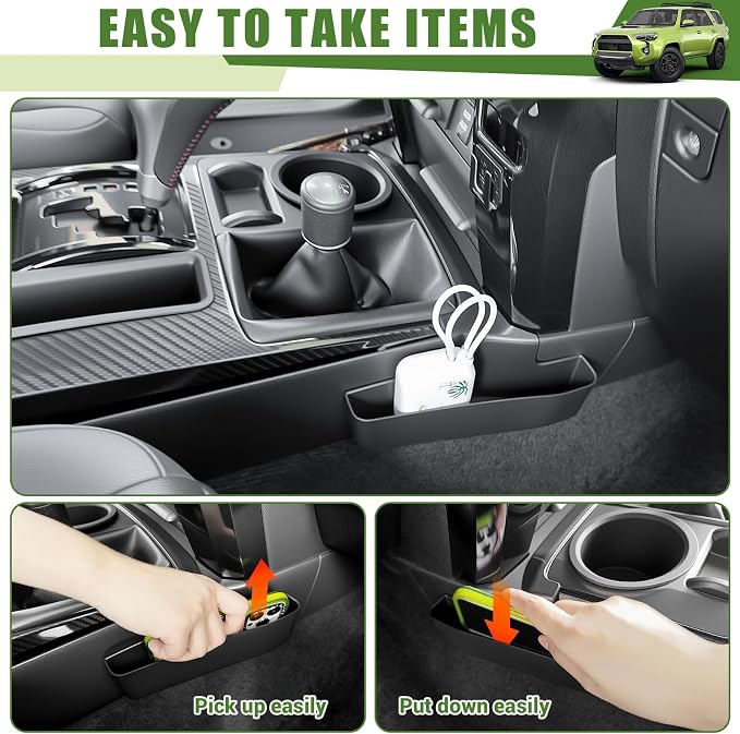 2PCS Center Console Organizer for 2010-2024 Toyota 4Runner Gear Shift Side Tray and Insert Armrest Storage Box for 4 Runner Interior Accessories(2PCS Console Shifter+Armrest Tray/Fit 10-24)