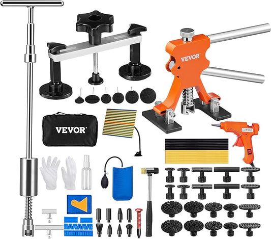 VEVOR 73 PCS Dent Repair Kit, Auto Car Body Paintless Dent Removal Tool Kit, Golden Lifter, Bridge Puller, Slide Hammer Tool Kit for Automobile Body, Washing Machine, Refrigerator