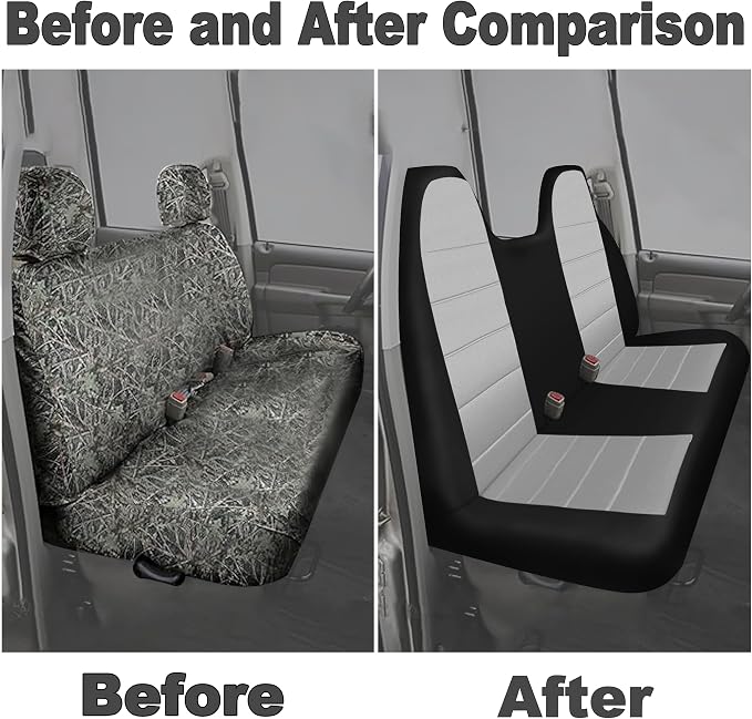 Custom Bench Seat Covers for Ford F150 F250 F350 1992 1993 1994 1995 1996 1997 1998 Heavy Duty Cloth Protector Interior Accessories，Waterproof & Machine Washable - Gray