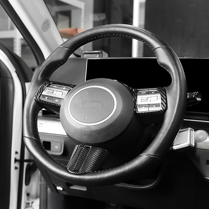 Steering Wheel Button Frame Cover Compatible with Hyundai Sonata 2025 Hyundai Kona 2024-2025 Hyundai Tucson 2025 Accessories (Carbon Fiber Pattern) (Not Suitable for N line)