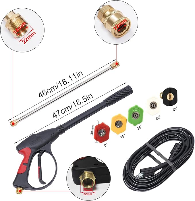 3000 PSI Power Washer Gun Kit – Universal M22 Spray Gun with 5 Quick-Connect Nozzles for Craftsman, Generac, and Briggs & Stratton Pressure Washers, Upgraded Version