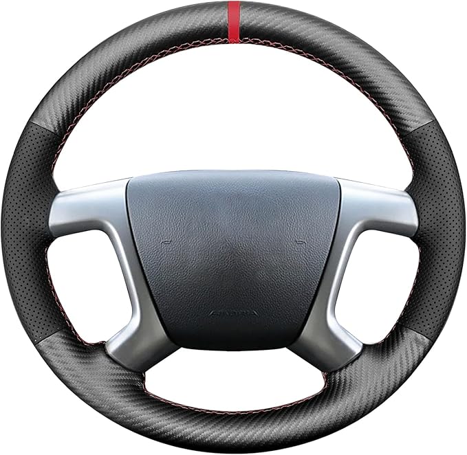 Loncky Leather Steering Wheel Cover for Chevrolet 2008-2013 Silverado 1500 /Silverado 2500 3500/2007-2014 Tahoe/2007-2014 Suburban 1500/2007-2013 Avalanche 1500/2009-2015 Traverse/Express