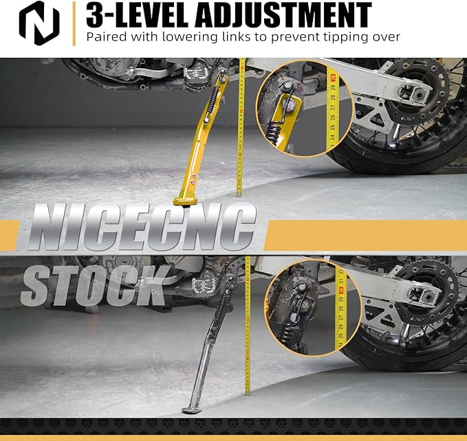 NICECNC Gold Kickstand Kick Stand Adjustable Sidestand Compatible with Suzuki DRZ400/DRZ400E/DRZ400S/DRZ400SM 2000-2020 2021 2022 2023 2024 See Fitment (Accessories not Included)